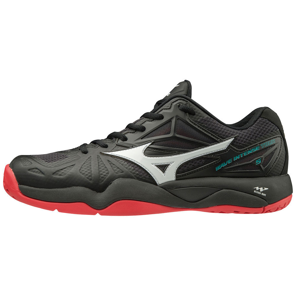 Mens Mizuno WAVE INTENSE TOUR 5 AC Tennis Shoes Black/White/Pink Philippines (QLKNFU429)